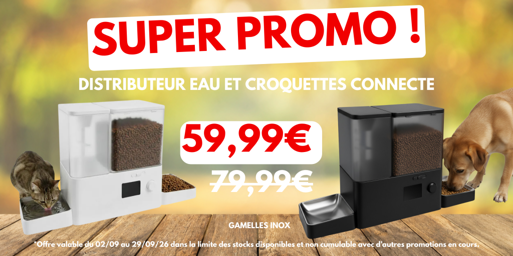 Distributeur eau et croquettes connectée 59.99€ au lieu de 79.99€