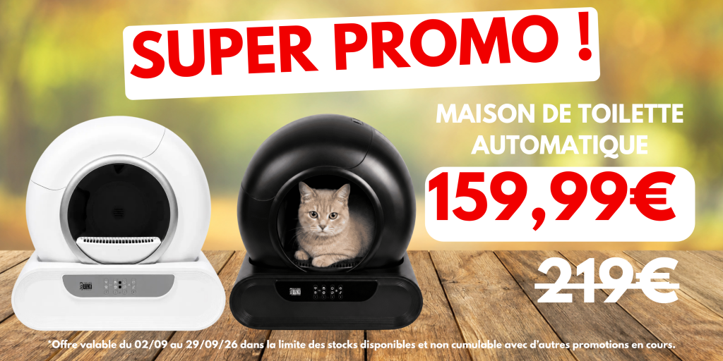 maison de toilette automatique deux coloris disponibles blanc ou noir, promotion 159.99€ au lieu de 219€